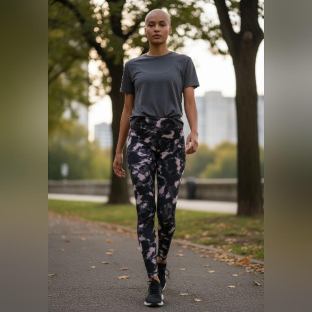 Reebok Blue, Grey, Tan Women's Leggings, Medium